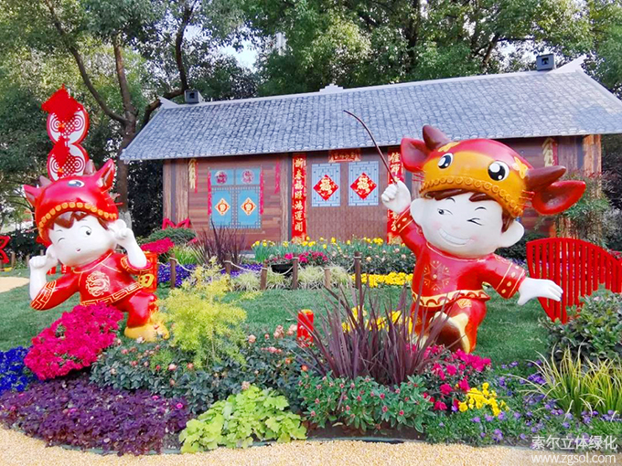 16 2021年1月杭州市下城區(qū)天目山路與莫干山路交叉口春節(jié)主題環(huán)境小品《歡歡喜喜過大年》  (4).jpg